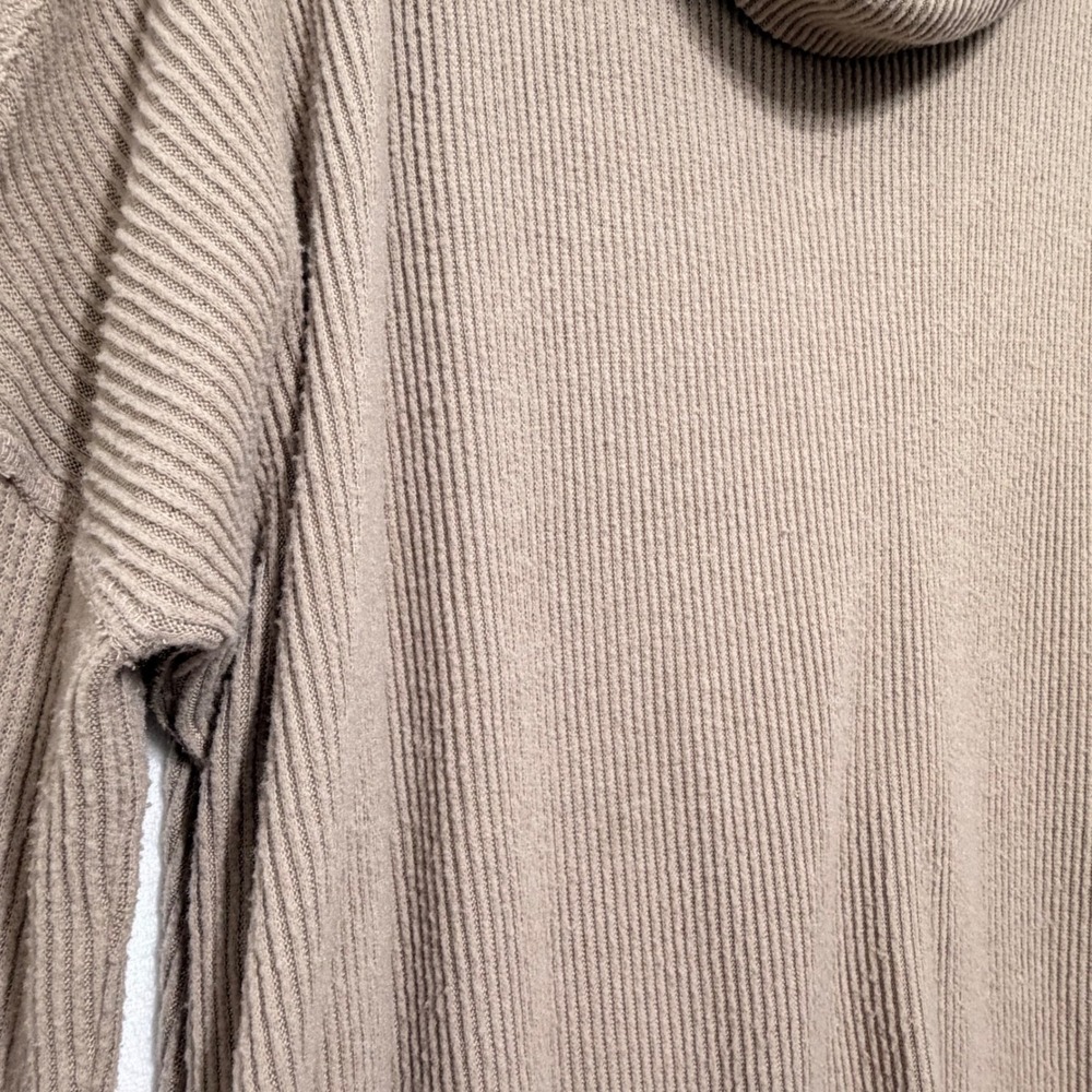 We The Free Free People Womens Sweater Cowl Neck Ribbed Knit Taupe Small Boho - Picture 9 of 9
